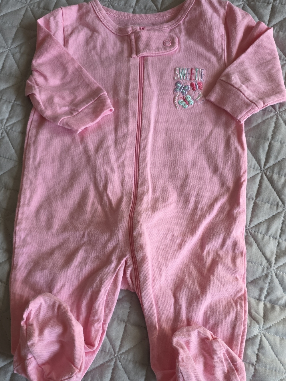 Garanimals Pink Footed One-Piece with Sweetie Embroidery
